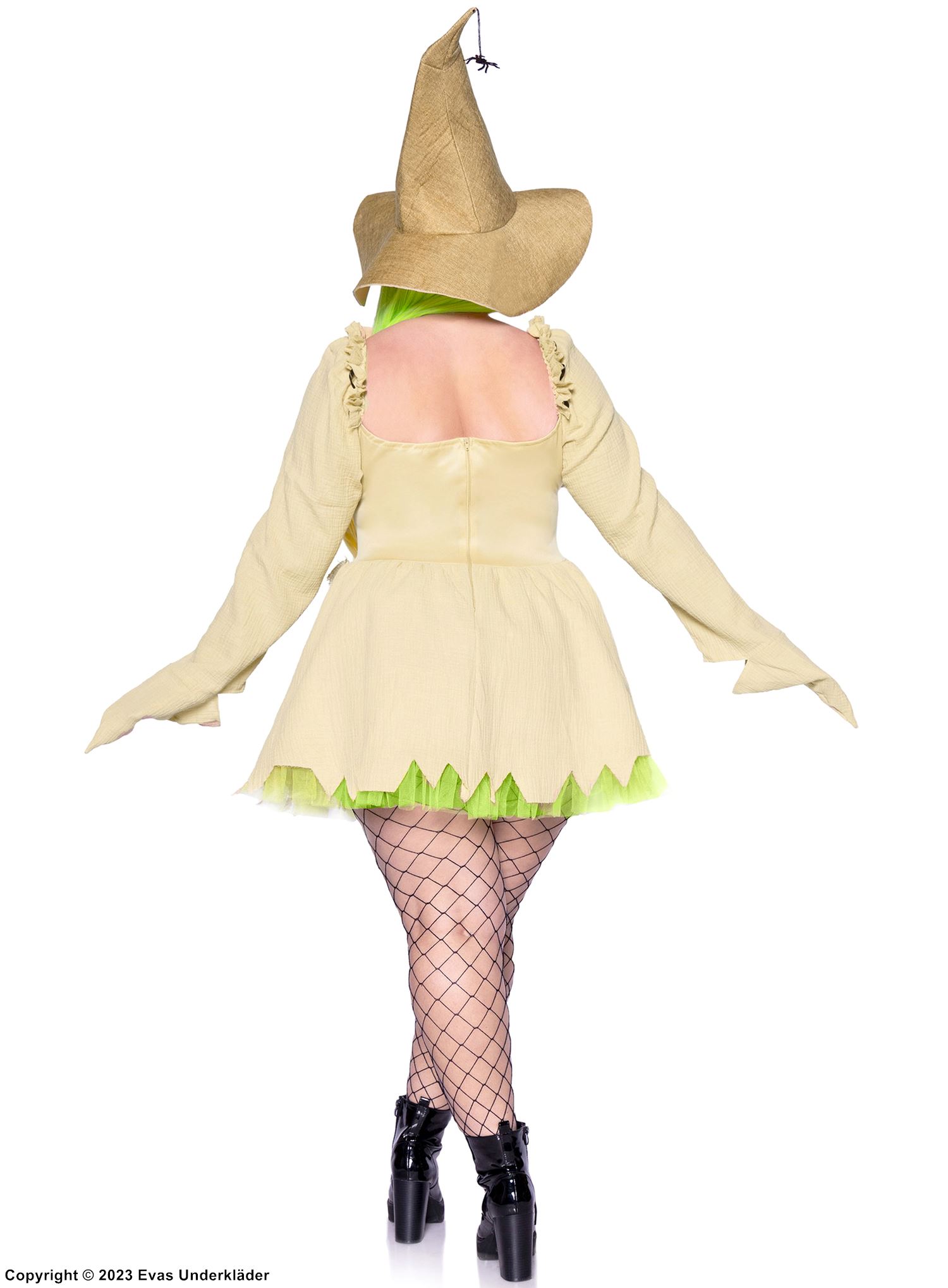 Female Oogie Boogie from Nightmare Before Christmas, costume dress, lacing, tatters, spiders, plus size